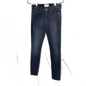 Current/Elliott Ankle Skinny Corduroy Washed Black Leopard Pants